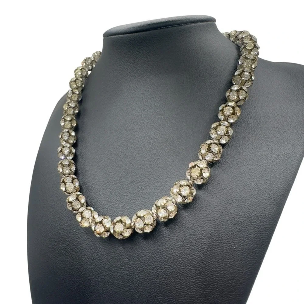 Vintage Rhinestone Necklace Disco Ball Style 16
